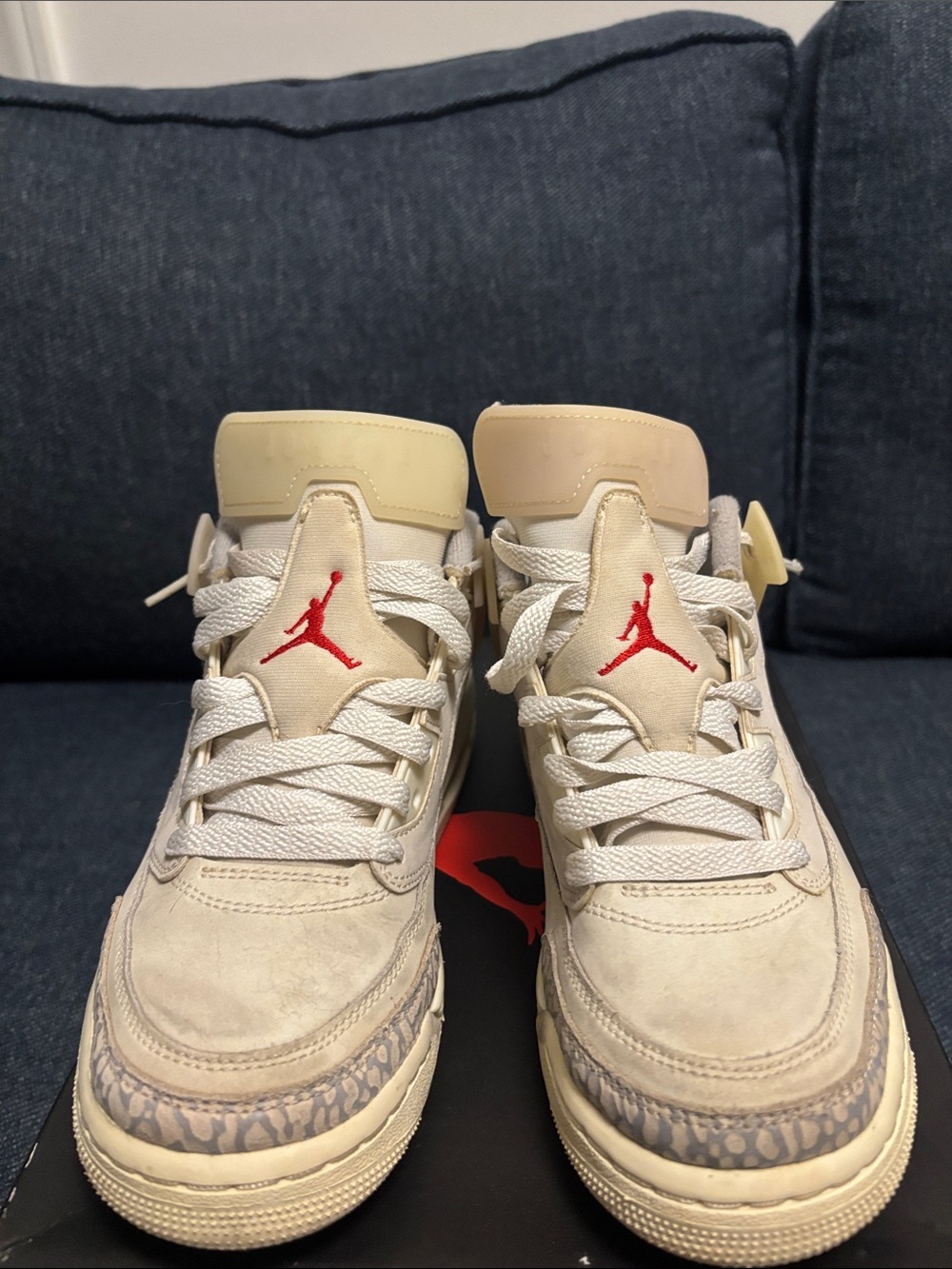 Jordan Men's High-Top Sneakers in Cream with Red Jumpman